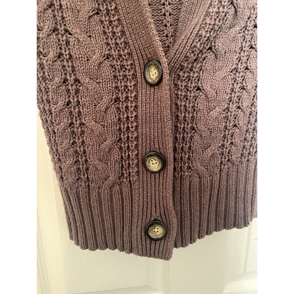 Vintage Aeropostale Cable Knit Cardigan Sweater Brown Small Boho Indie Y2K 2000s - Picture 3 of 4